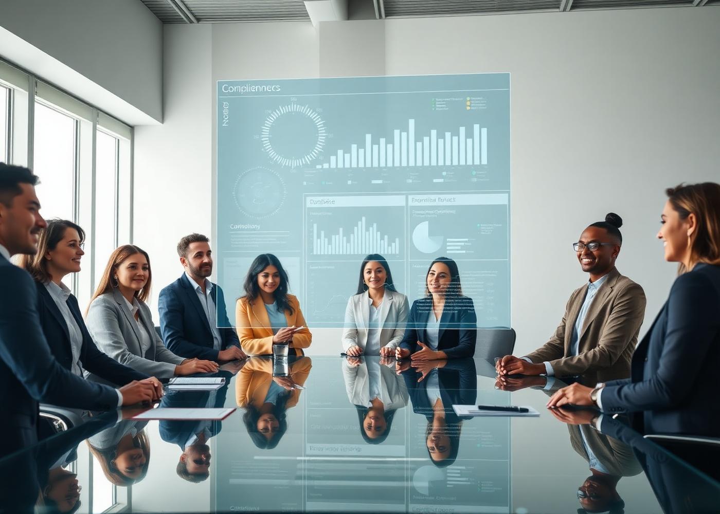 ComplianceHQ team collaborating around compliance dashboards